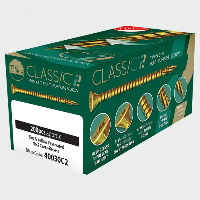 C2 Classic Twin Cut Zinc & Yellow Multi Purpose Screws
