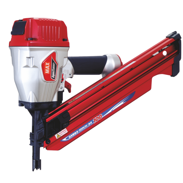 MAX SN883-100CH 34 Degree First Fix Angled Air Framing Nailer - 65-100mm