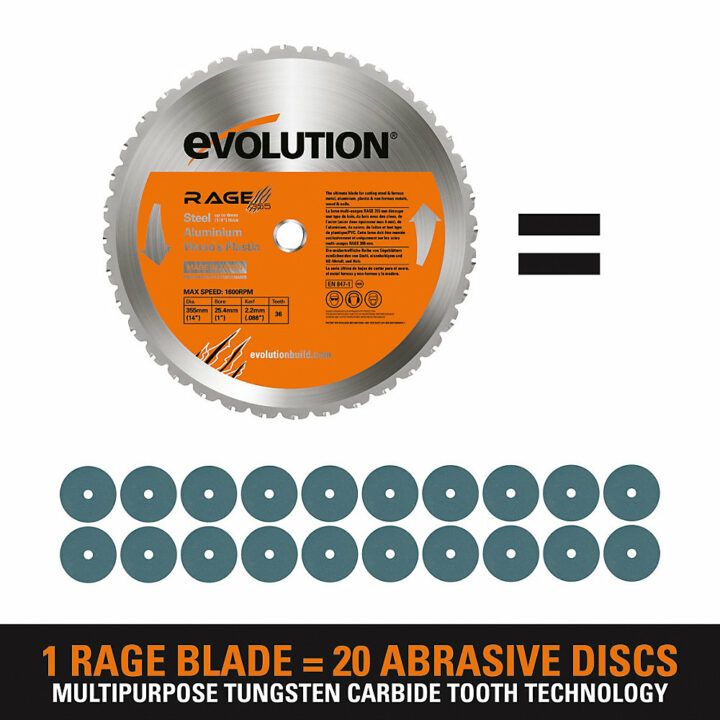 Evolution Rage2 355mm 240V Multipurpose Cut-Off Chop Saw - Image 6